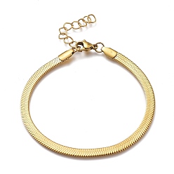 Golden Unisex 304 Stainless Steel Herringbone Chain Bracelets, with Lobster Claw Clasps, Golden, 7 inch(17.9cm), 4.3mm