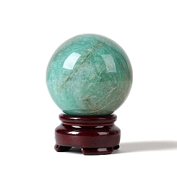 Amazonite Ornement de sphère d'amazonite naturelle, Décorations d'affichage de boule de guérison en cristal avec base, pour la décoration, 50mm