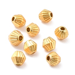 Matte Gold Color Rack Plating Alloy Beads, Cadmium Free & Lead Free, Long-Lasting Plated, Bicone, Matte Gold Color, 4x4mm, Hole: 1mm