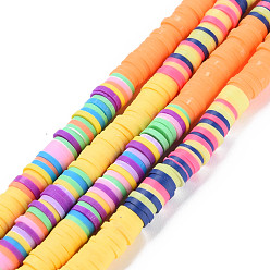 Mixed Color Handmade Polymer Clay Bead Strands, Heishi Beads, Disc/Flat Round, Mixed Color(Main Color: Light Salmon & Gold), 6x0.3~1.5mm, Hole: 1.6mm, about 335~351pcs/strand, 15.47 inch~15.71 inch(39.3cm~39.9cm)