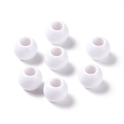 Blanc Perles européennes opaques acrylique, Perles avec un grand trou   , rondelle, blanc, 12x9.5mm, Trou: 5.5mm