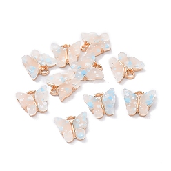 Pale Turquoise Acrylic Charms, with Sequin & Alloy Findings, Butterfly Charm, Pale Turquoise, 12x14mm
