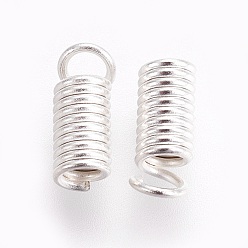 Silver Iron Coil Cord Ends, Silver Color Plated, 7x3mm, Hole: 1.8mm, Inner Diameter: 1.8mm, about 200pcs/bag