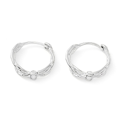 Platinum Twisted Rhodium Plated 925 Sterling Silver Small Huggie Hoop Earrings, Exquisite Minimalist Earrings for Girl Women, Platinum, 14.5x3.5mm, Pin: 0.8mm