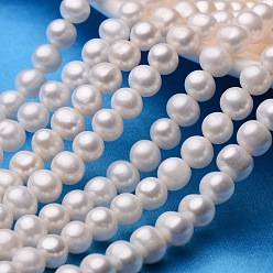 Creamy White Potato Natural Cultured Freshwater Pearl Beads Strands, Creamy White, 9~10mm, Hole: 0.8mm, about 41~47pcs/strand, 14.6 inch~16.1 inch