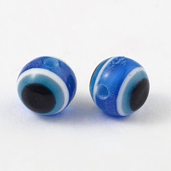 Синий Зло бисера cmолы глаз, круглые, синие, 6x5 мм, отверстие : 1 мм
