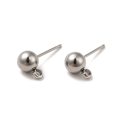 Stainless Steel Color 304 Stainless Steel Stud Earring Findings, with Loop, Stainless Steel Color, 17x9x6mm, Hole: 1.8mm, Pin: 0.8mm