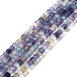 Fluorite Natural Fluorite Beads Strands, Faceted, Cube, 3x3x3mm, Hole: 0.6mm, about 135pcs/strand, 15.35''(39cm)