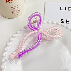 Medium Orchid Enamel Bowknot Plastic Large Claw Hair Clips, for Women Girl Thick Hair, Medium Orchid, 70x130mm