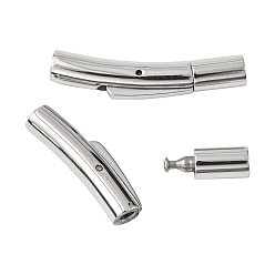 Stainless Steel Color 316 Surgical Stainless Steel Bayonet Clasps, Column, Stainless Steel Color, 30x6mm, Hole: 3mm