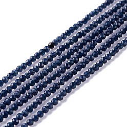 Prussian Blue Transparent Glass Beads Strands, Faceted, Round, Prussian Blue, 2mm, Hole: 0.6mm, about 182~201pcs/strand, 14.57~15.24 inch((37~38.7cm)
