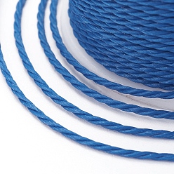 Bleu Cordon rond en polyester ciré, cordon ciré taiwan, cordon torsadé, bleu, 1mm, environ 12.02 yards (11m)/rouleau