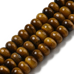 Tiger Eye Natural Tiger Eye Beads Strands, Rondelle, Grade A, 6.5x4mm, Hole: 0.8mm, about 88pcs/strand, 15.16''(38.5cm)