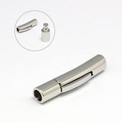 Stainless Steel Color 304 Stainless Steel Bayonet Clasps, Column, Stainless Steel Color, 28~30x7x6mm, Hole: 4mm