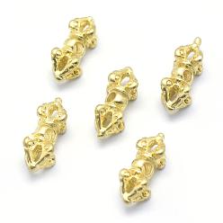 Raw(Unplated) Brass Beads, Dorje Vajra for Buddha Jewelry, Lead Free & Cadmium Free & Nickel Free, Raw(Unplated), 14x7x7mm, Hole: 1.5mm