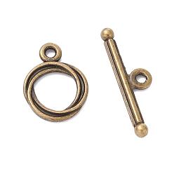 Antique Bronze Tibetan Style Zinc Alloy Toggle Clasps, Lead Free, Cadmium Free and Nickel Free, Antique Bronze, Ring: 13mm wide, 17mm long, Bar: about 3mm wide, 24mm long, hole: 2mm