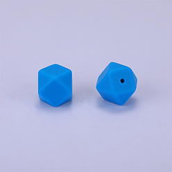 Azul Royal Cuentas de silicona hexagonales, masticar cuentas para mordedores, diy collares de enfermería haciendo, azul real, 23x17.5x23 mm, agujero: 2.5 mm