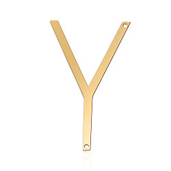 Letter Y 201 Stainless Steel Links connectors, Letter, Golden, Letter.Y, 37x22x1mm, Hole: 1mm