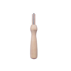 Blé Aiguille de poinçon de broderie en bois, avec du fil de cuivre, outils de point de croix, blé, poignée: 90x14mm, pin: 78 mm