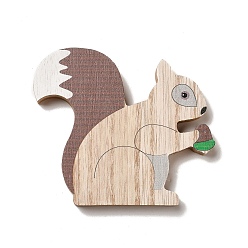 Squirrel Осенние односторонние деревянные кабошоны с принтом, белка, 95.5x110x12 мм