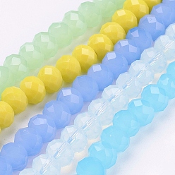 Mixed Color Electroplate Glass Bead Strands, Faceted, Rondelle, Mixed Color, 3x2mm, Hole: 0.5mm, about 147pcs/strand, 13 inch