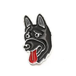 Perro Pasador de perro esmaltado con embragues de mariposa de latón, insignia de aleación para ropa de mochila, perro lobo, 25x14x10 mm, pin: 1.1 mm
