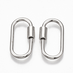 Platinum Brass Screw Carabiner Lock Charms, for Necklaces Making, Oval, Platinum, 25.5x14x2mm, Screw: 6.5x4.5mm