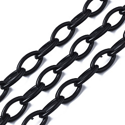 Noir Chaînes de câble acryliques opaques faites à la main, ovale, noir, 13x8x2mm