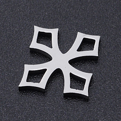 Stainless Steel Color 201 Stainless Steel Filigree Joiners Links, Cross, Stainless Steel Color, 13x12.5x1mm