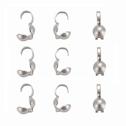 Stainless Steel Color 201 Stainless Steel Bead Tips, Calotte Ends, Clamshell Knot Cover, Stainless Steel Color, 8.5x4mm, Hole: 2mm, Inner Diameter: 4mm