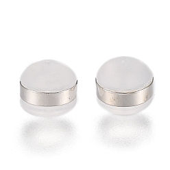 Silver Brass Rings Silicone Ear Nuts, Frosted, Earring Backs, Silver, 5.7x5.7x4.5mm, Hole: 1mm