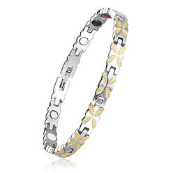 Couleur Dorée & Acier Inoxydable Bracelets de bande de montre de chaîne de panthère d'acier inoxydable de Shegrace, avec des agrafes de bande de montre, or et acier inoxydable Couleur, 8-1/4 pouce (21 cm)
