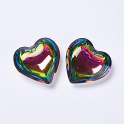 Colorido Colgantes de cristal, corazón, colorido, 40~41x42~43x15 mm, agujero: 2 mm