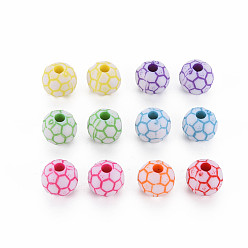 Mixed Color Craft Style Opaque Acrylic Beads, Football, Mixed Color, 8x7.5mm, Hole: 2mm, about 1900pcs/500g