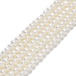 Beige Natural Cultured Freshwater Pearl Beads Strands, Potato, Beige, 3~3.5x4~4.5x3.5~4mm, Hole: 0.5mm, about 113~114pcs/strand, 15.35~15.43 inch(39~39.2cm)