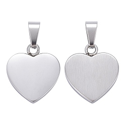 Stainless Steel Color Fashionable 304 Stainless Steel Stamping Blank Tag Pendants, Heart, Stainless Steel Color, 23~25x22x4mm, Hole: 3x6mm