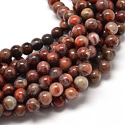 Brechada de Jaspe Jaspe brecciated naturales hebras de perlas redondo, 10 mm, agujero: 1 mm, sobre 40 unidades / cadena, 16 pulgada