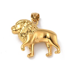 Oro Colgantes de acero inoxidable al vacío 304, león, dorado, 29x38x12 mm, agujero: 9x4.5 mm