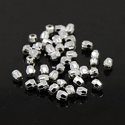 Plaqué Argent Placage acrylique en plastique perles rondes à facettes, Plaqué Argent, 8mm, trou: 1.5 mm, environ 1800 pièces / livre