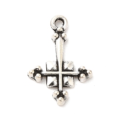 Antique Silver Tibetan Style Alloy Pendants, Religion Cross Charm, Antique Silver, 15.5x10.5x2mm, Hole: 1mm