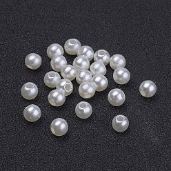 Creamy White Imitated Pearl Acrylic Beads, Round, Creamy White, 6mm, Hole: 2mm, about 4800pcs/500g