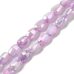 Plum Electroplate Glass Beads Strands, Rainbow Plated, Faceted, Teardrop, Plum, 6.5x4.5x3.5mm, Hole: 1mm, about 70pcs/strand, 17.72''(45cm)