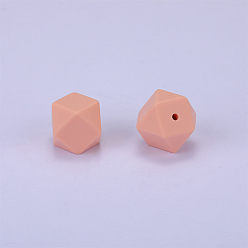 Pink Perles de silicone hexagonales, perles à mâcher pour les jouets de dentition, Diy soins infirmiers colliers faisant, rose, 23x17.5x23mm, Trou: 2.5mm