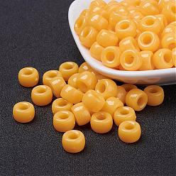 Gold Opaque Acrylic European Beads, Barrel, Gold, 9x6mm, Hole: 4mm, about 1900pcs/500g