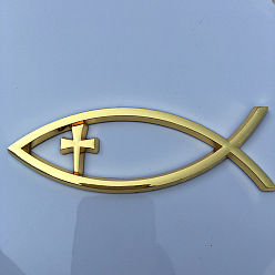Cross Водонепроницаемый 3d Иисус рыба абс пластик самоклеящаяся наклейка, автомобильные наклейки, украшение автомобиля своими руками, накрест, 140x45 мм