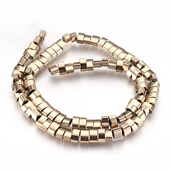 Antique Bronze Plated Electroplate Non-magnetic Synthetic Hematite Bead Strands, Grooved, Polished, Rectangle, Antique Bronze Plated, 3.5~4.5x7x4mm, Hole: 1mm, about 97~100pcs/strand, 16.1 inch(41cm)