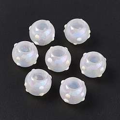 White Opaque Acrylic Beads, AB Color, Bumpy, Rondelle, White, 15.5~16.5x12.5mm, Hole: 7.8mm