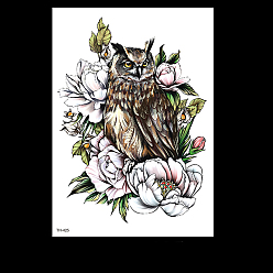 Коричневый Съемные временные водостойкие татуировки с изображением совы, бумажные наклейки, кофе, 21x14.8 см