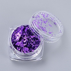 Violet Bleu Flocons d'aluminium, flocons de dorure bricolage, pour remplissage d'accessoires de bijoux époxy, bleu violet, boîte: 2.9x1.6cm