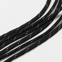Black 7 Inner Cores Polyester & Spandex Cord Ropes, for Rope Bracelets Making, Black, 4mm, about 109.36 yards(100m)/bundle, 420~500g/bundle